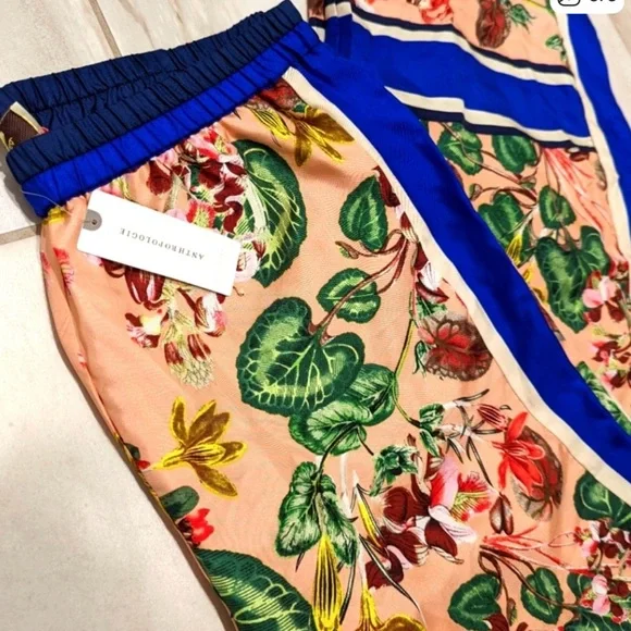 🌸 Anthropologie Elevenses Gardener Silk Wide Leg Pant - M - Picture 3 of 7